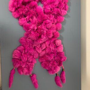 Vibrant Hot Pink Rabbit Fur Scarf – Luxe & Cozy